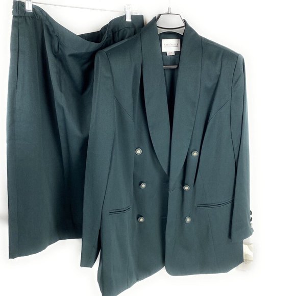 Karen Scott Blazer Skirt Suit Dark Green Double Breasted 20W NWT